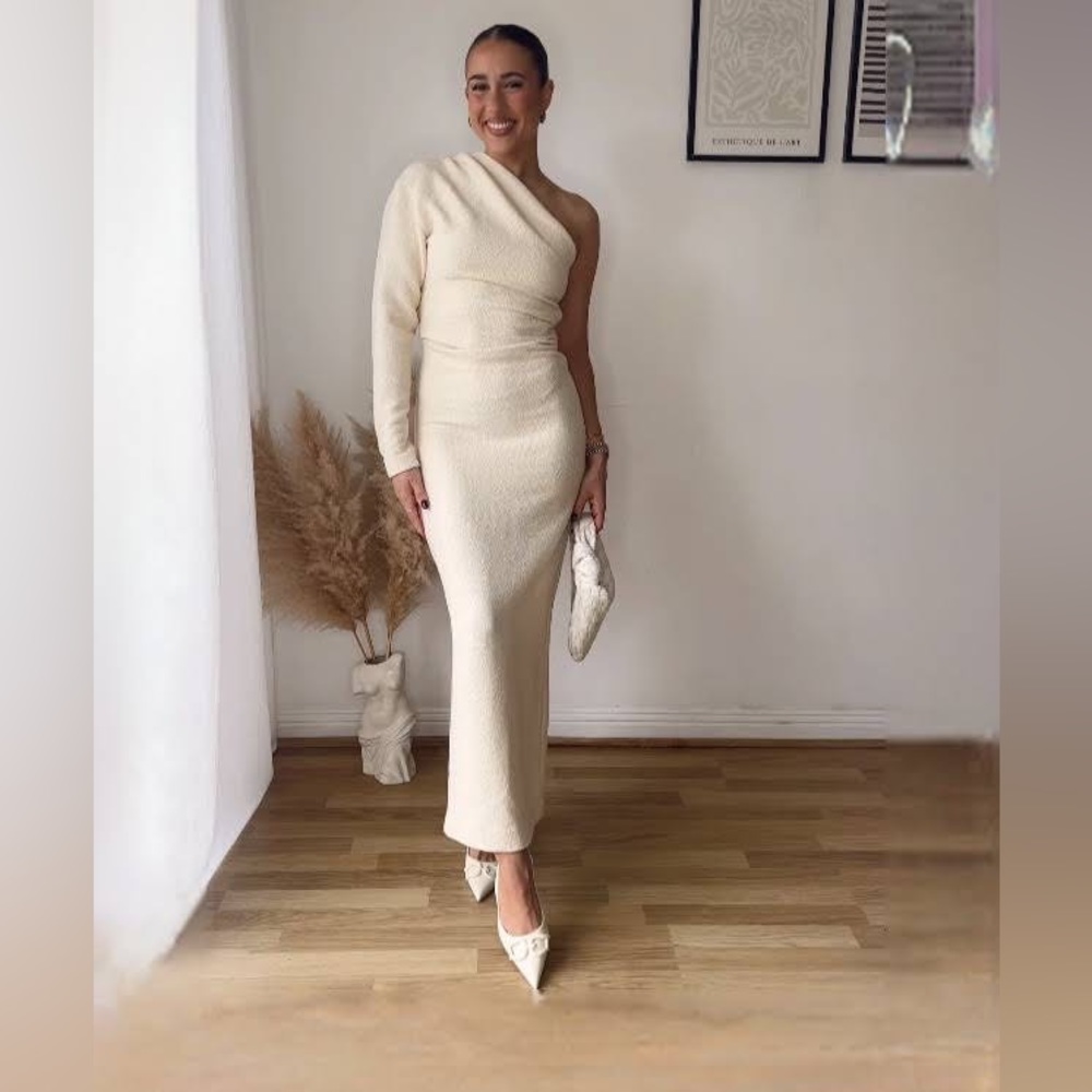 ZARA TEXTURED ASYMMETRIC DRESS - Picture 10 of 16